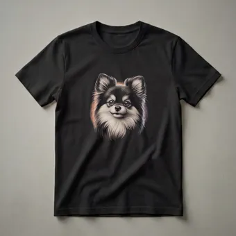 Pomeranian Dog Portrait Vintage Drawing Graphic T-Shirt