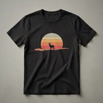 Pronghorn Silhouette Sunset Graphic T-Shirt for Wildlife Enthusiasts