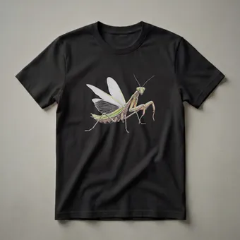 Vintage Praying Mantis Insect Drawing Graphic T-Shirt for Nature