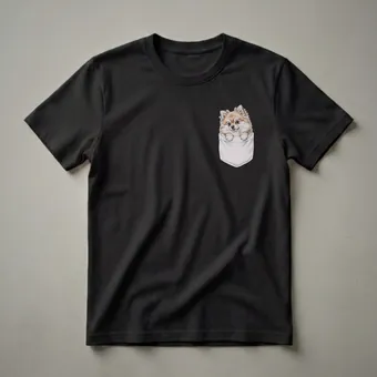 Pocket Peeking Pomeranian Dog Drawing Graphic T-Shirt for Dog Lovers