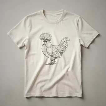 Vintage Polish Chicken Line Drawing T-Shirt for Poultry Enthusiasts