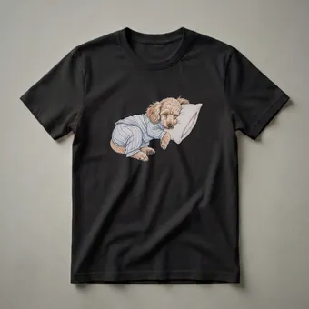 Poodle in Pajamas Sleeping Graphic T-Shirt for Dog Lovers