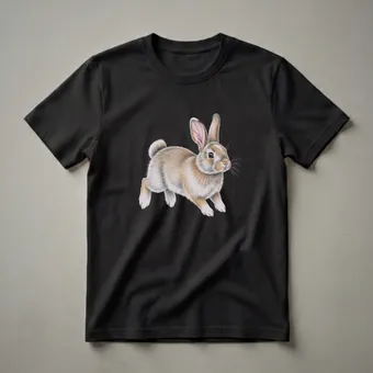 Realistic Rabbit Colored Pencil Drawing Wildlife Art T-Shirt