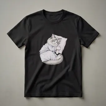 Ragdoll Cat Sleeping in Pajamas Graphic T-Shirt for Cat Lovers