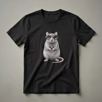 Cool Rat With Sunglasses Vintage Wildlife Mammal Drawing T-Shirt