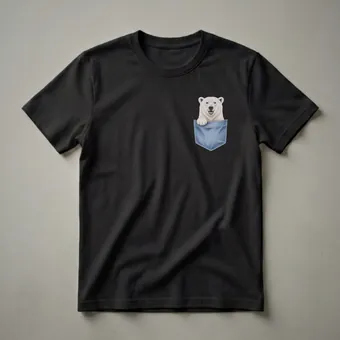 Polar Bear Peeking from Pocket Graphic T-Shirt for Wildlife Lovers