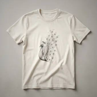 Vintage Peacock Line Drawing Graphic T-Shirt for Bird Lovers