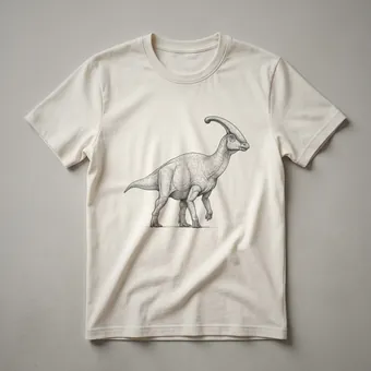 Vintage Parasaurolophus Line Art T-Shirt for Paleontology Fans