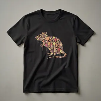 Artistic Rat Splatter Paint Silhouette Graphic T-Shirt for Wildlife