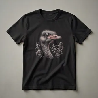 Vintage Ostrich Face Drawing Graphic T-Shirt for Bird Lovers