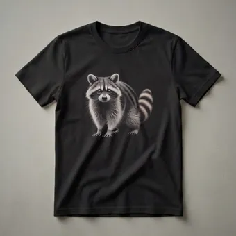 Realistic Raccoon Drawing Graphic T-Shirt for Wildlife Enthusiasts
