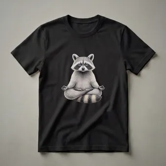 Zen Raccoon Meditating Graphic T-Shirt for Yoga Enthusiasts