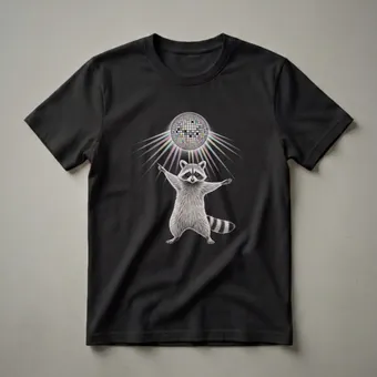 Raccoon Disco Dancing Graphic T-Shirt for Wildlife Lovers