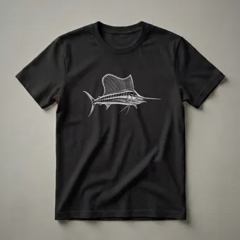 Sailfish Sketch Art T-Shirt for Ocean Wildlife Enthusiasts