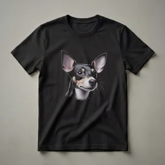 Rat Terrier Portrait Drawing Graphic T-Shirt for Dog Lovers