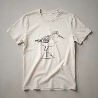 Vintage Sandpiper Bird Line Drawing T-Shirt for Wildlife Enthusiasts