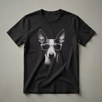 Rat Terrier Dog Wearing Sunglasses Vintage Stipple Art T-Shirt
