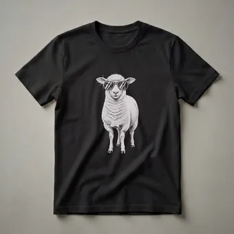 Cool Sheep Wearing Sunglasses Vintage Drawing T-Shirt for Wildlife