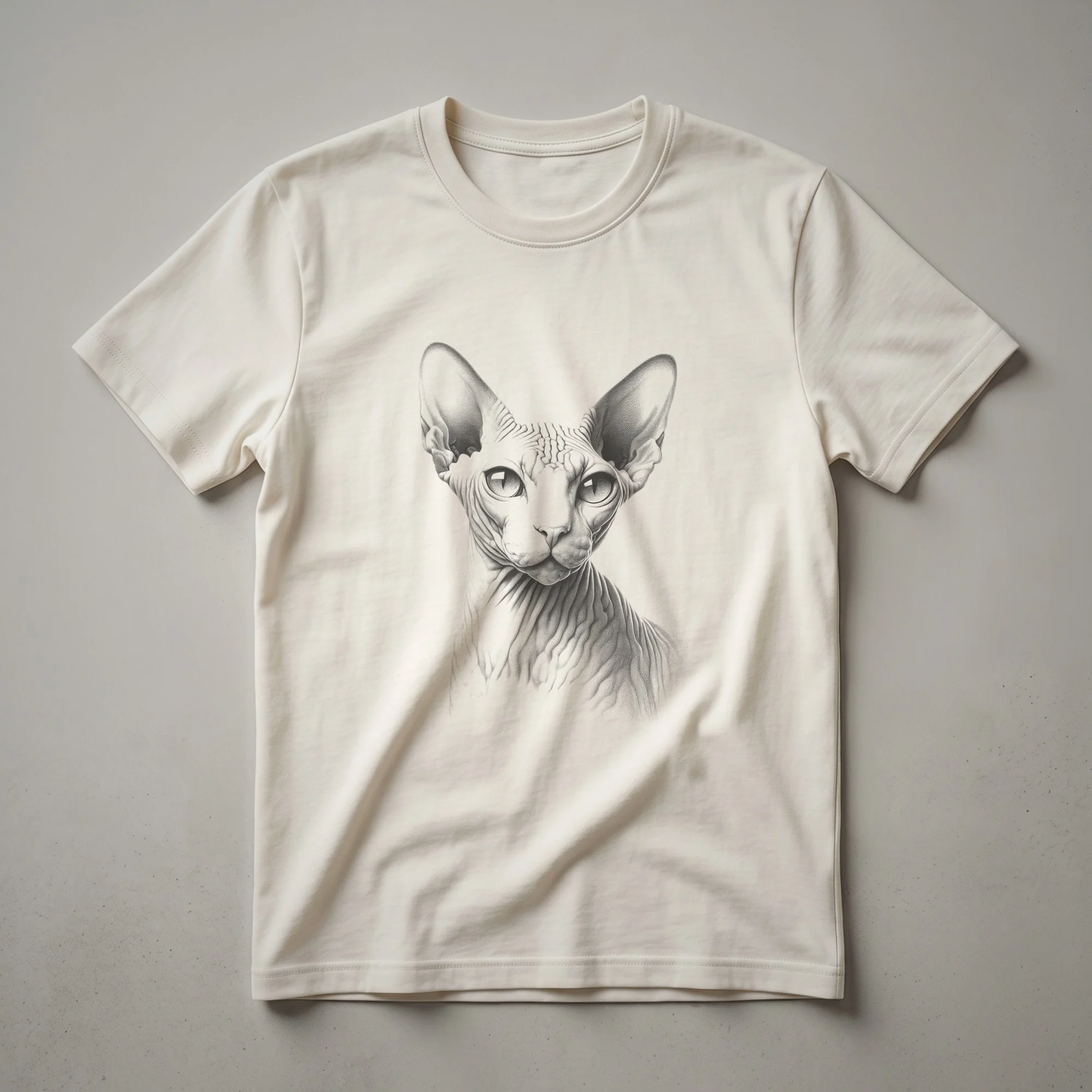 Vintage Sphynx Cat Sketch Graphic T-Shirt for Cat Lovers