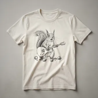 Rockstar Squirrel Electric Guitar Graphic T-Shirt for Musicians