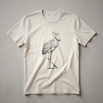 Vintage Shoebill Stork Line Drawing Art T-Shirt for Bird Lovers