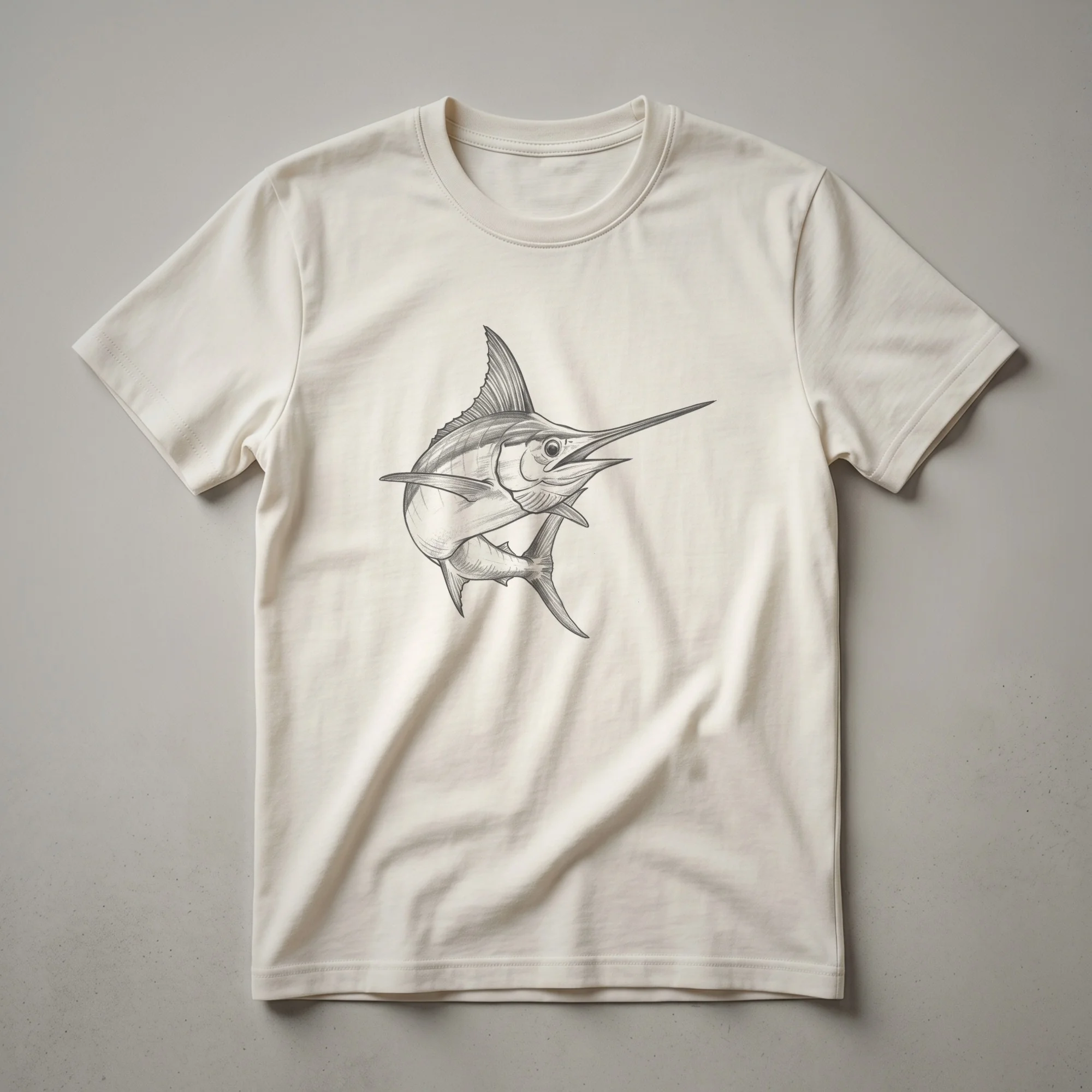 Vintage Swordfish Line Drawing Graphic T-Shirt for Anglers