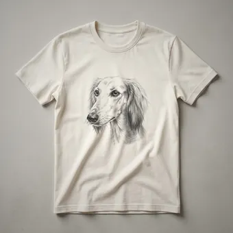 Vintage Saluki Dog Face Line Drawing Art T-Shirt for Dog Lovers