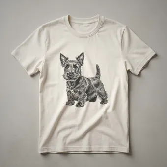 Vintage Scottish Terrier Drawing Graphic T-Shirt for Dog Lovers