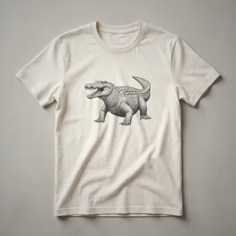 Vintage Sarcosuchus Prehistoric Crocodile Line Art T-Shirt