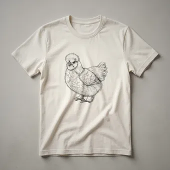 Vintage Silkie Chicken Line Drawing Graphic T-Shirt for Poultry