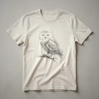 Vintage Snowy Owl Line Drawing Graphic T-Shirt for Bird Lovers