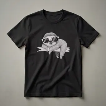 Cool Sloth Wearing Sunglasses Vintage Wildlife Drawing T-Shirt