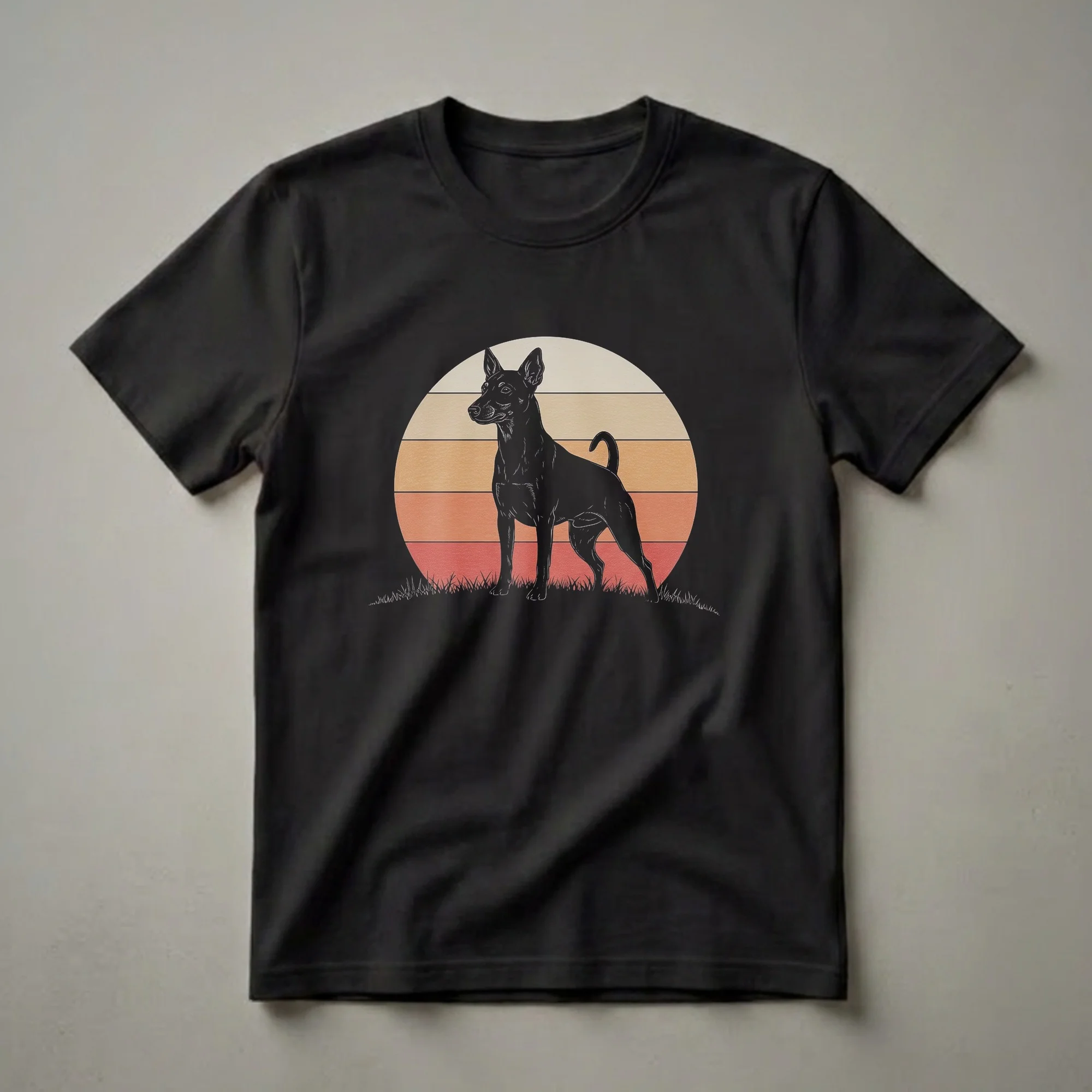 Retro Rat Terrier Sunset Graphic T-Shirt for Dog Lovers