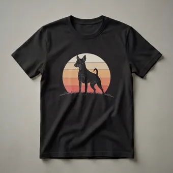 Retro Rat Terrier Sunset Graphic T-Shirt for Dog Lovers