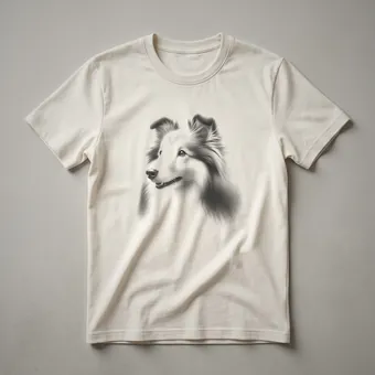 Vintage Shetland Sheepdog Line Drawing Graphic T-Shirt for Sheltie