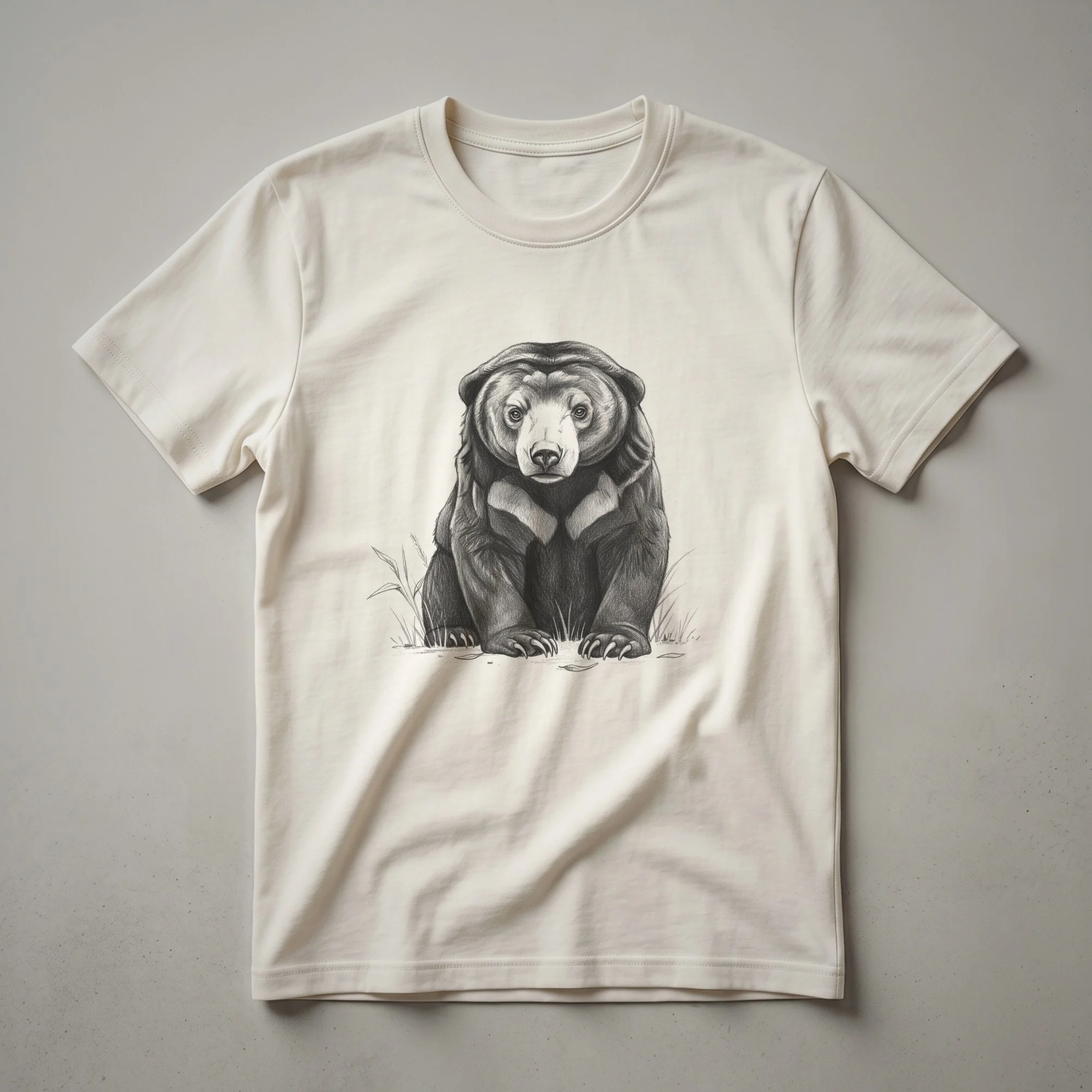 Vintage Sun Bear Sketch Graphic T-Shirt for Wildlife Enthusiasts
