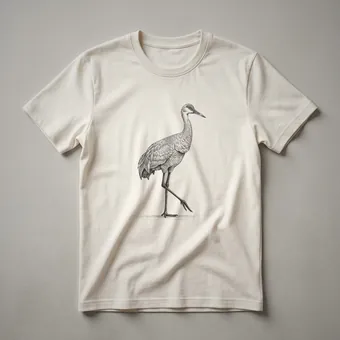 Vintage Sandhill Crane Line Drawing Graphic T-Shirt for Bird Lovers