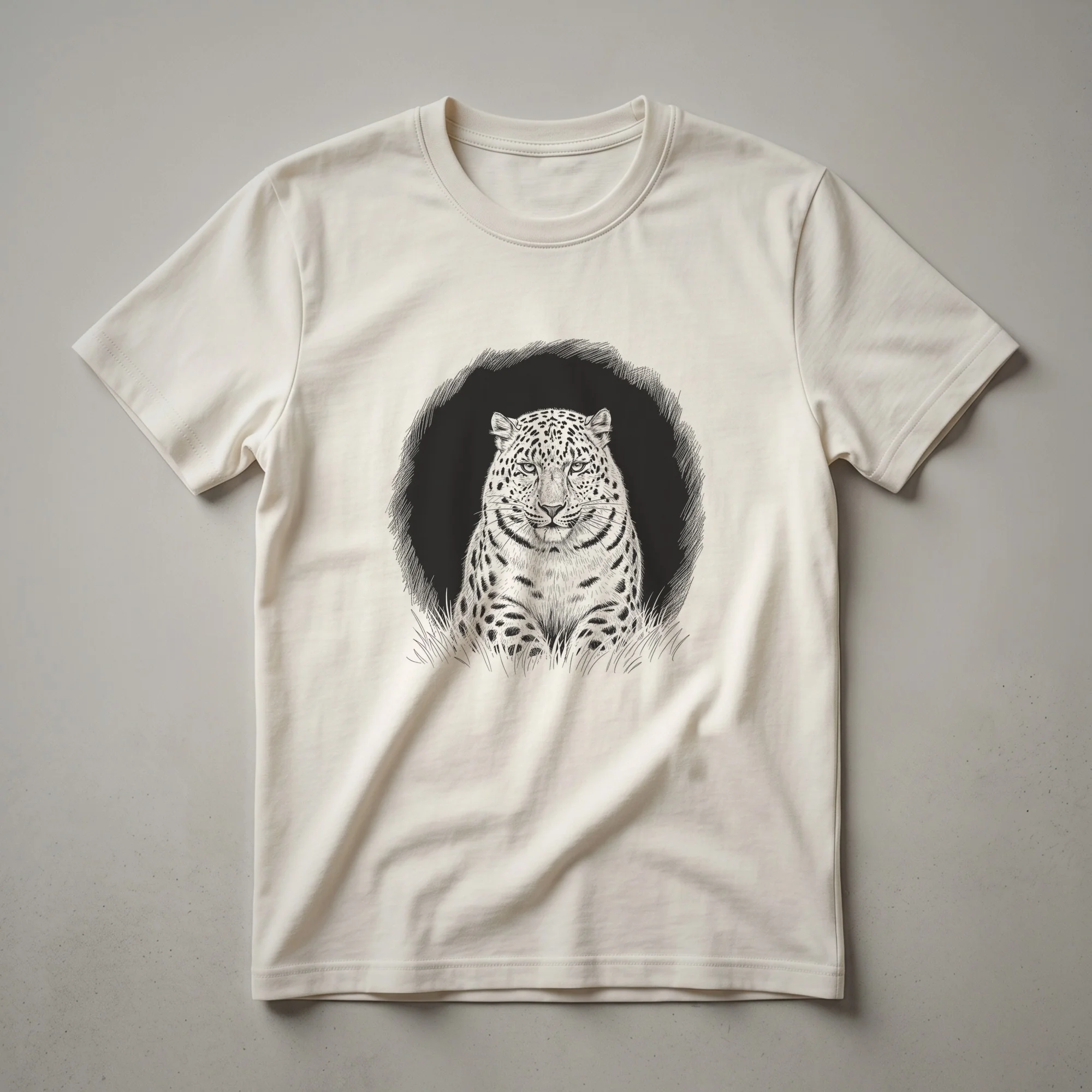 Vintage Snow Leopard Sketch Graphic T-Shirt for Wildlife Enthusiasts