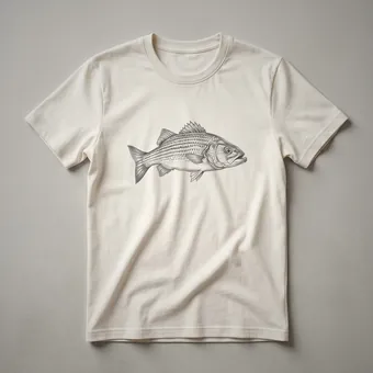 Vintage Striped Bass Line Art Fishing T-Shirt for Anglers