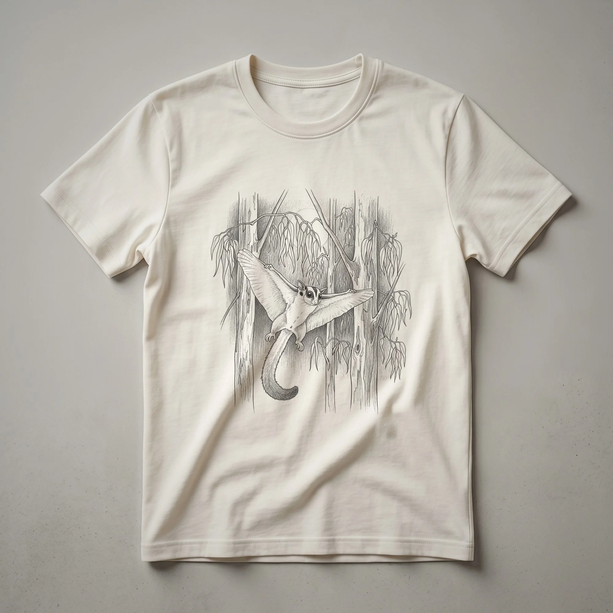 Vintage Sugar Glider Eucalyptus Tree Line Drawing T-Shirt