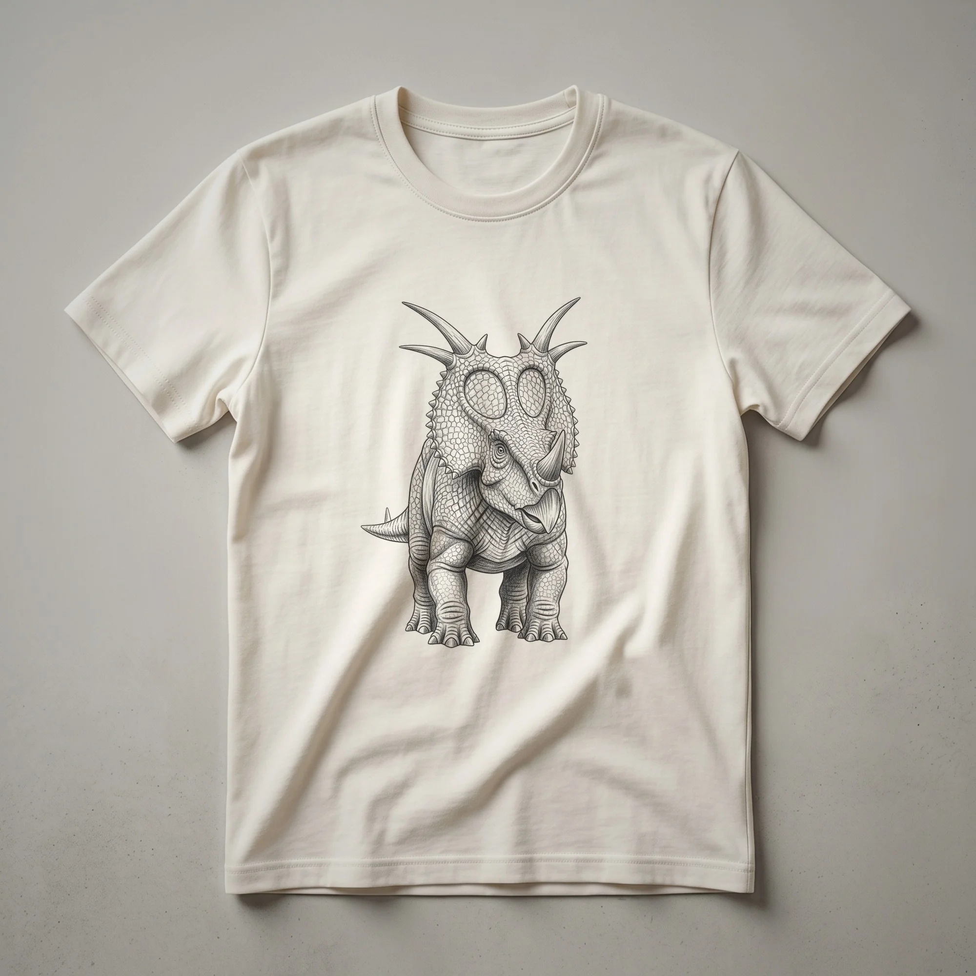 Vintage Styracosaurus Dinosaur Line Art T-Shirt for Paleontology Fans
