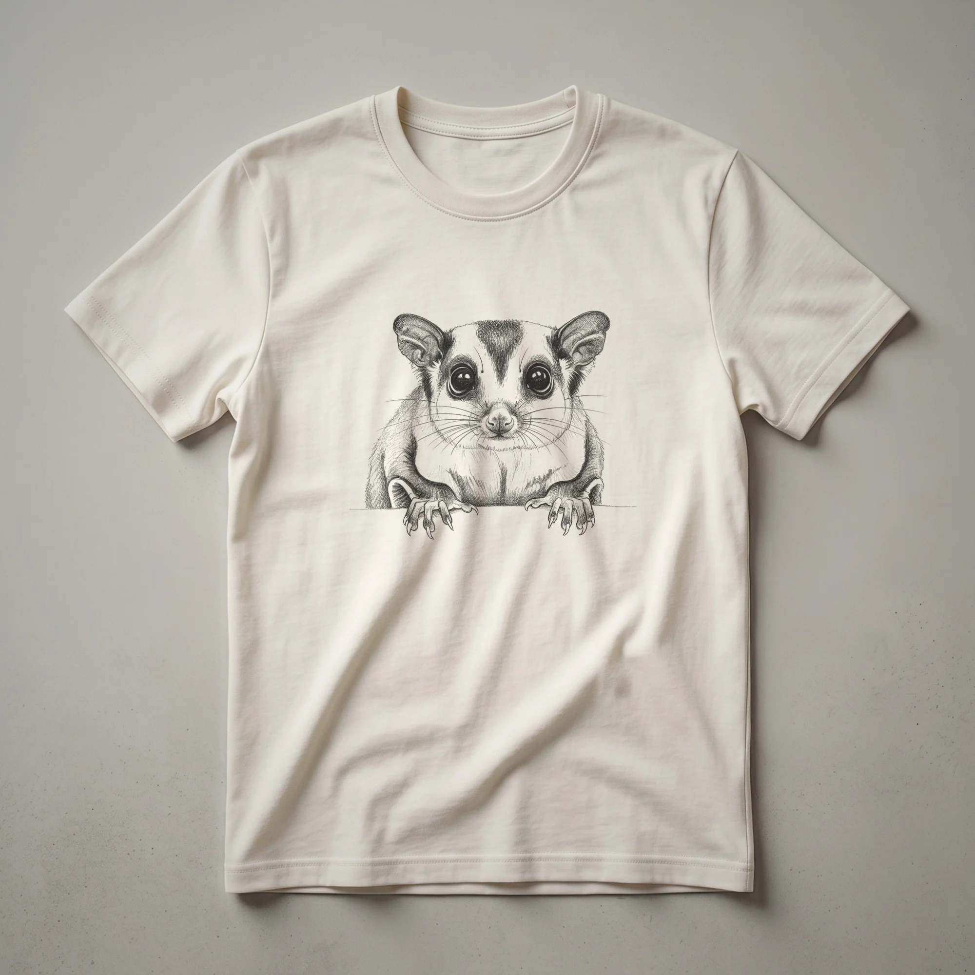 Vintage Sugar Glider Line Drawing Graphic T-Shirt for Wildlife Lovers