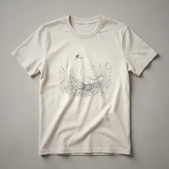 Vintage Swan Meadow Grass Line Drawing T-Shirt for Nature Lovers