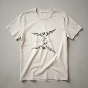 Vintage Swallow Reflection Line Art Graphic T-Shirt for Bird Lovers