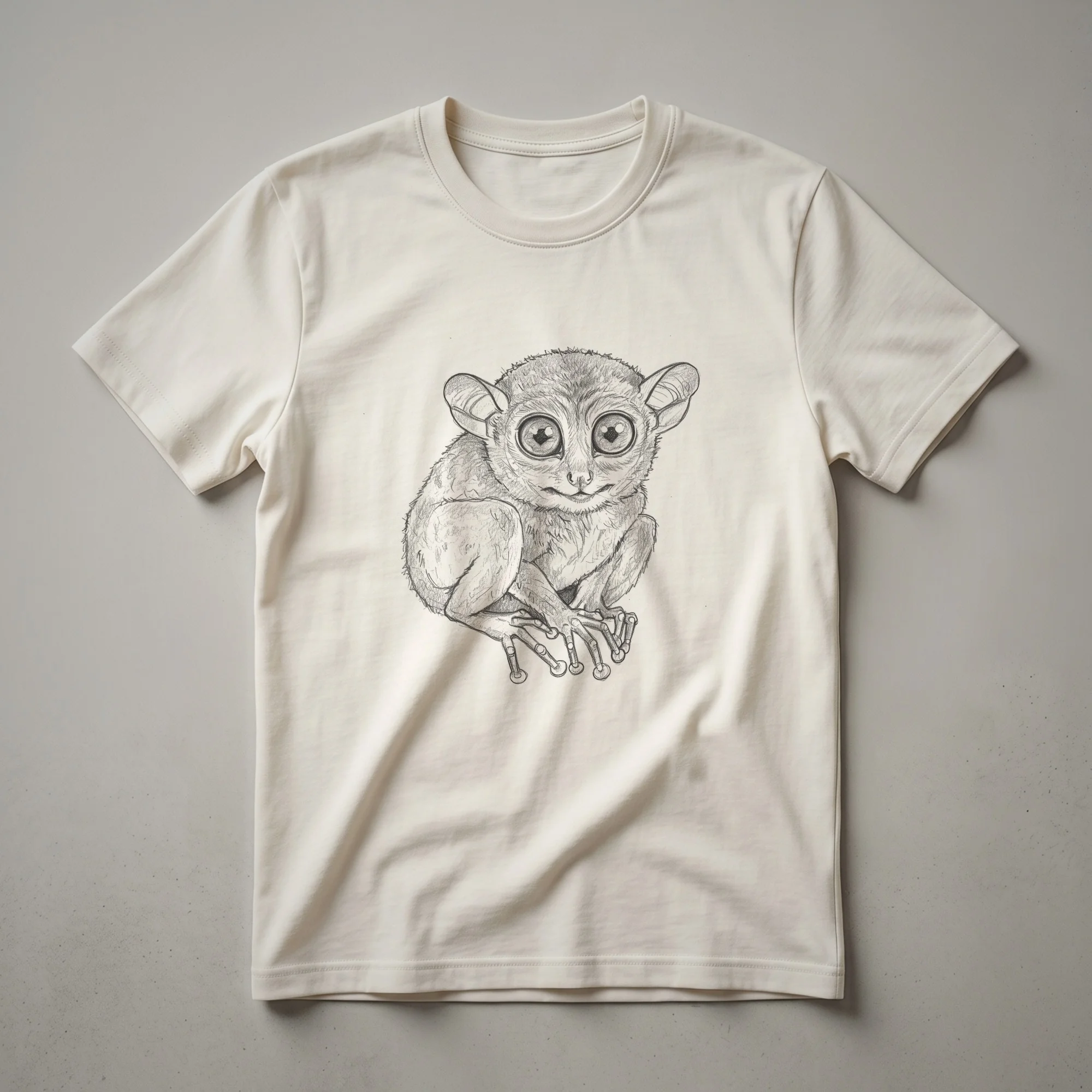 Vintage Tarsier Line Drawing Graphic T-Shirt for Wildlife Enthusiasts