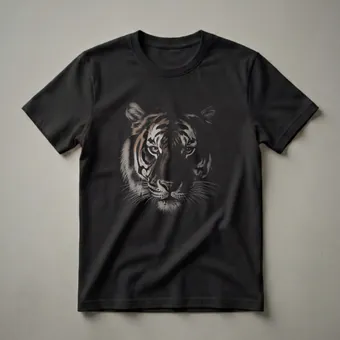 Realistic Tiger Face Drawing Graphic T-Shirt for Wildlife Enthusiasts