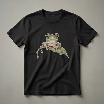 Red Eyed Tree Frog with Glasses Graphic T-Shirt for Nature Lovers