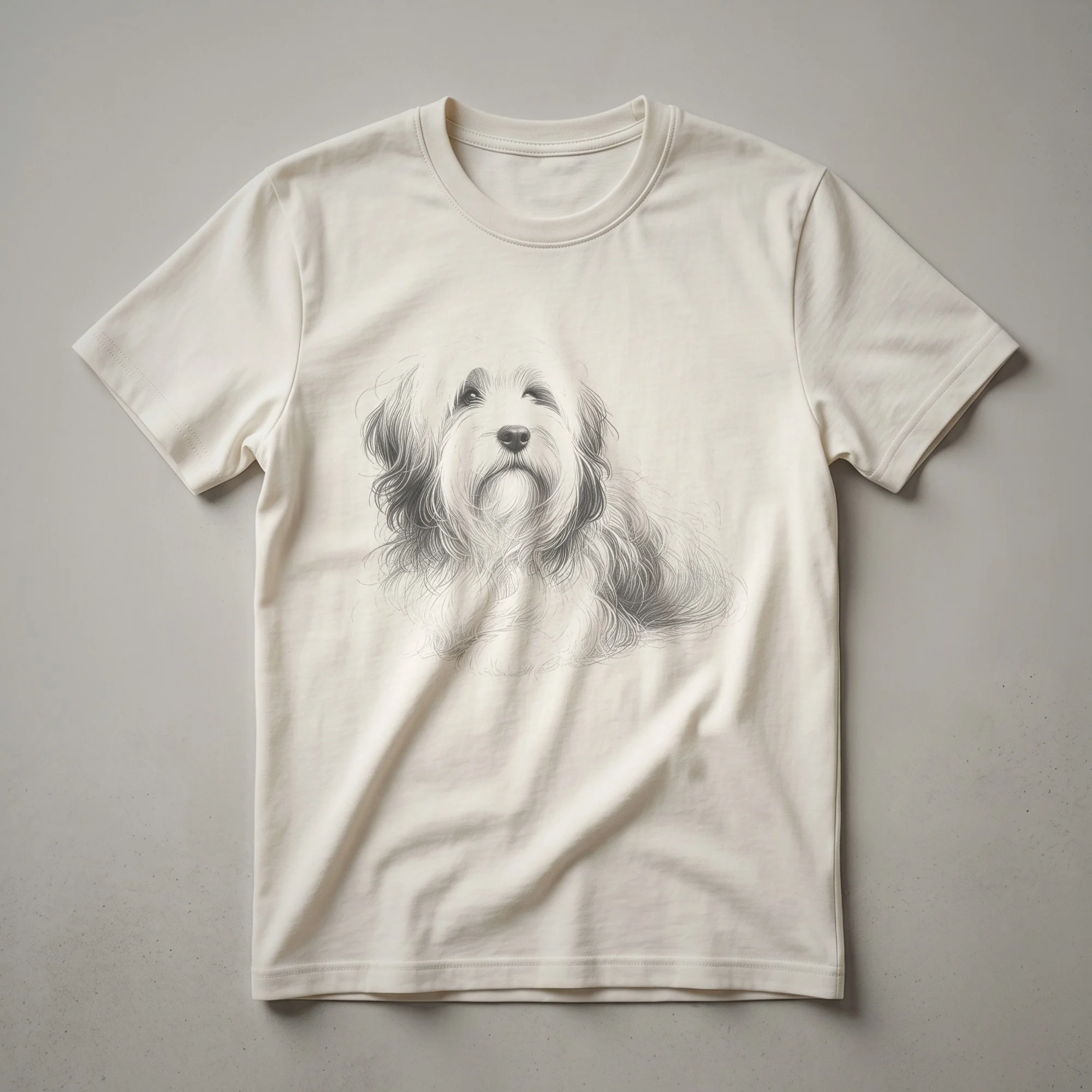 Vintage Tibetan Terrier Line Drawing Graphic T-Shirt for Dog Lovers