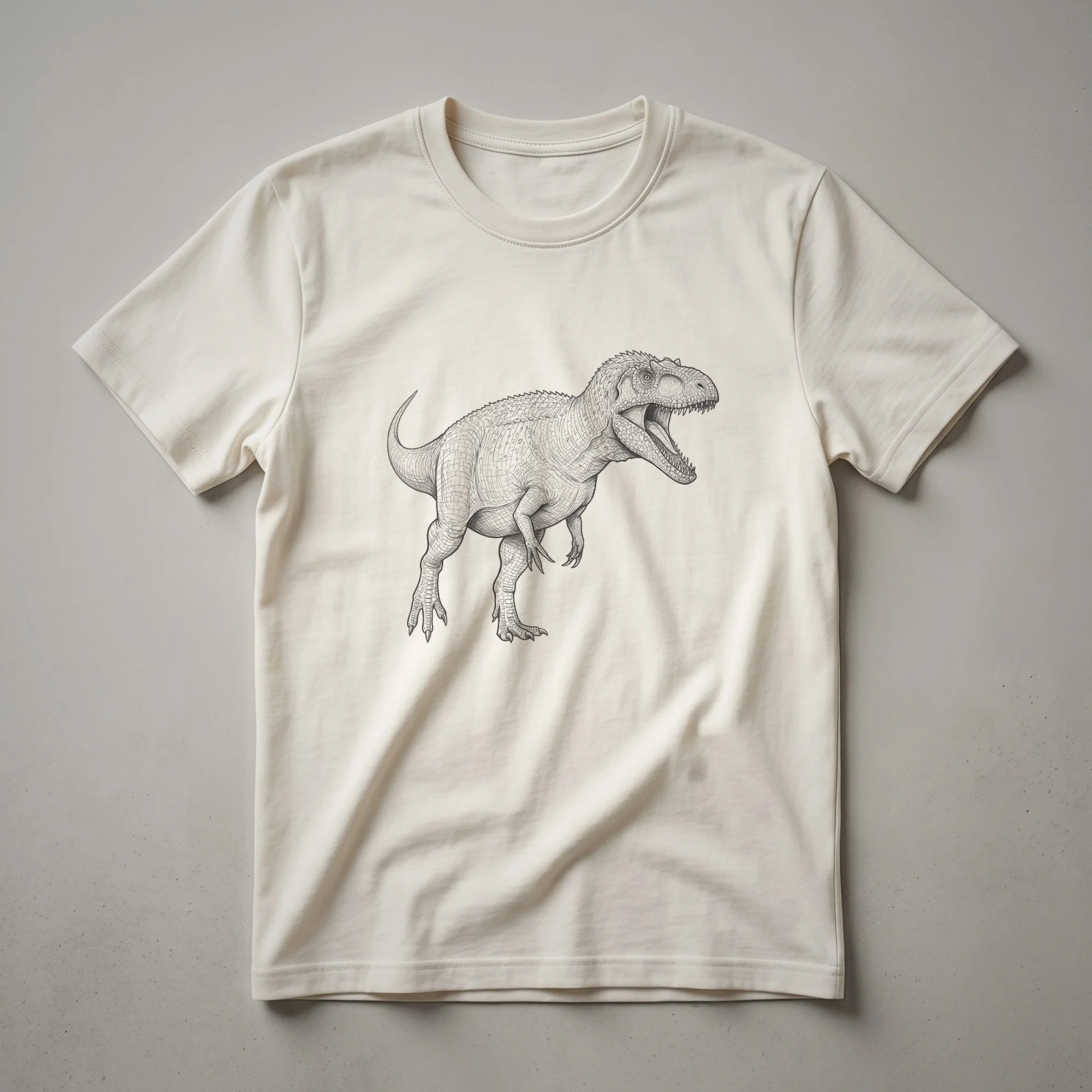 Vintage Tarbosaurus Dinosaur Line Drawing T-Shirt for Paleontology