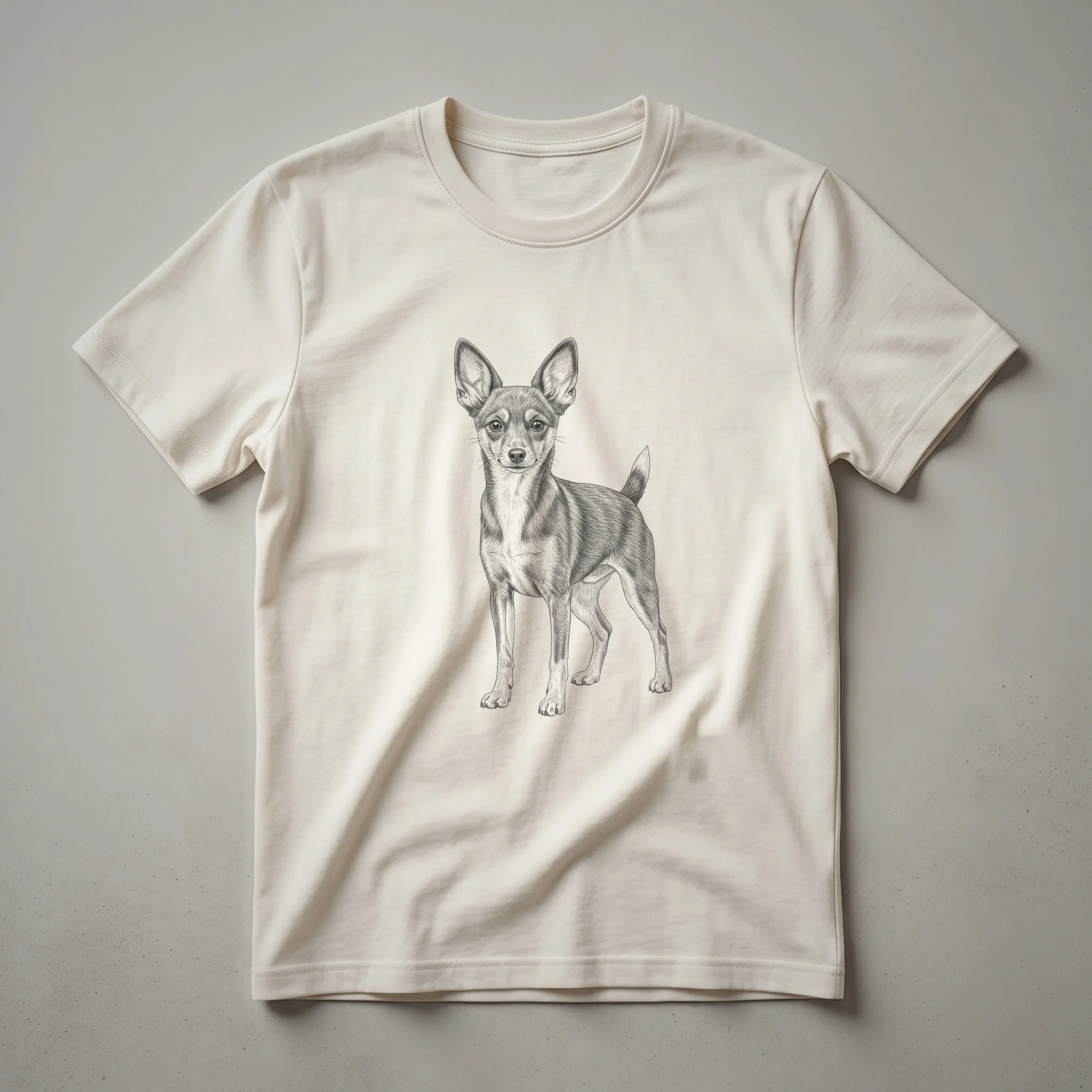 Vintage Toy Fox Terrier Line Drawing Graphic T-Shirt for Dog Lovers
